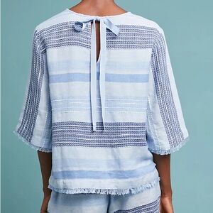 CLOTH & STONE by Anthropologie - Linen Bella Dahl 3/4 sleeve Frayed Hem Top